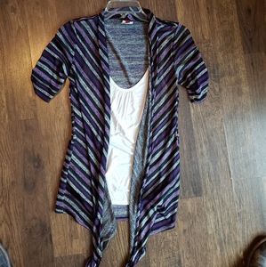 Juniors waterfall cardigan with attached tank Med